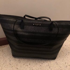 Kate Spade black and grey striped tote
